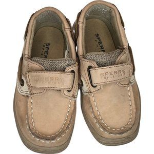 Sperry Boys Bluefish Linen/Oat Hook and Loop Boat Shoes US 7M